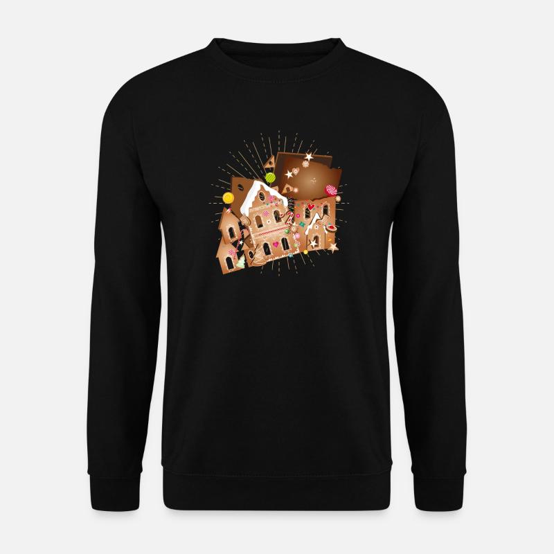 Lebkuchenhaus-Bausatz mit festlichen Details - Unisex Pullover - Schwarz