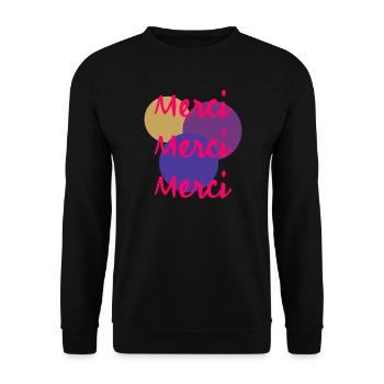 THANK YOU. THANKS. ANNIVERSARY. BIRTH. RETIREMENT. - Unisex Sweatshirt - black - Front - Alina (178cm) & Michal (187cm)