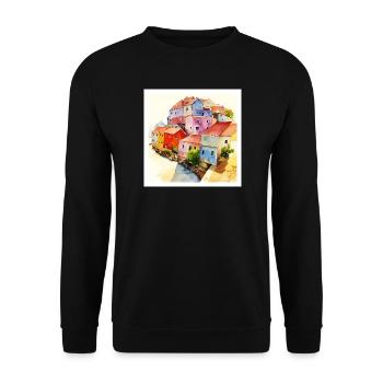 Illusion d’optique - Art abstrait - Sweat-shirt Unisexe - noir - Devant - Alina (178cm) & Michal (187cm)