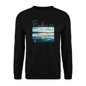 Sonnenaufgang am Bodensee – Morgenstunde - Unisex Pullover - Schwarz - Vorne - Alina (178cm) & Michal (187cm)