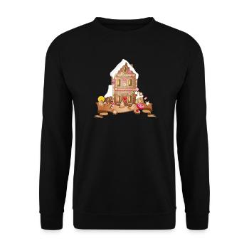 Festive gingerbread house with Christmas cookies - Unisex Sweatshirt - black - Front - Alina (178cm) & Michal (187cm)