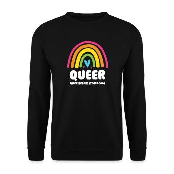 LGBT Pride Month - Queer. Schon vorher war es cool - Unisex Pullover - Schwarz - Vorne - Alina (178cm) & Michal (187cm)