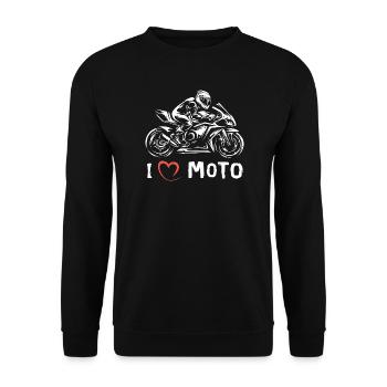 I love Moto - Superbike Motorrad Racing - Unisex Pullover - Schwarz - Vorne - Alina (178cm) & Michal (187cm)
