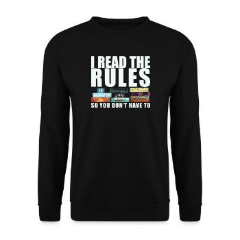 Board Games Funny Saying - Rules Read - Unisex Sweatshirt - black - Front - Alina (178cm) & Michal (187cm)