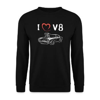 i love v8 american muscle cars - Big Block Cars - Unisex Sweatshirt - black - Front - Alina (178cm) & Michal (187cm)