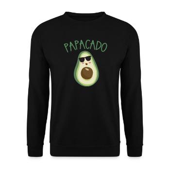 PAPACADO Avocado mit Sonnenbrille - Unisex Pullover - Schwarz - Vorne - Alina (178cm) & Michal (187cm)