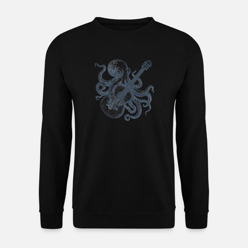 Oktopus mit Gitarre Vintage Retro Musik Band Look - Unisex Pullover - Schwarz