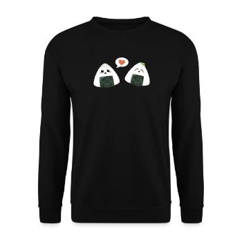 Onigiri Pärchen Liebe - Unisex Pullover - Schwarz - Vorne - Alina (178cm) & Michal (187cm)