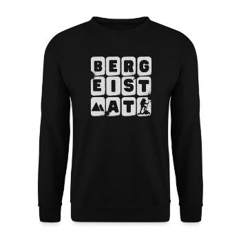 BErGEISTAT - BErGEISTERT, Wortspiel, dialekt - Unisex Pullover - Schwarz - Vorne - Alina (178cm) & Michal (187cm)