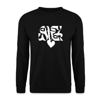 Love Heart Abstract Typography - Unisex Sweatshirt - black - Front - Alina (178cm) & Michal (187cm)
