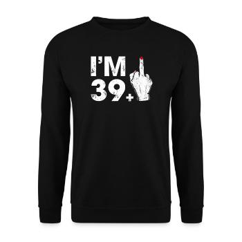 Bold Middle Finger and Number 39 Graphic - Unisex Sweatshirt - black - Front - Alina (178cm) & Michal (187cm)