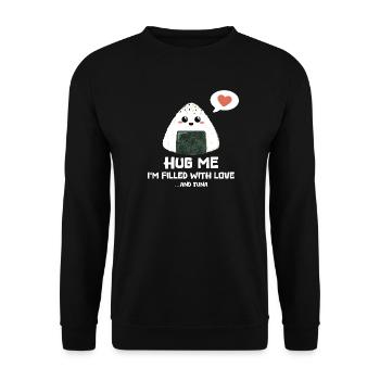 Hug me - Onigiri rempli d’amour et de thon - Sweat-shirt Unisexe - noir - Devant - Alina (178cm) & Michal (187cm)