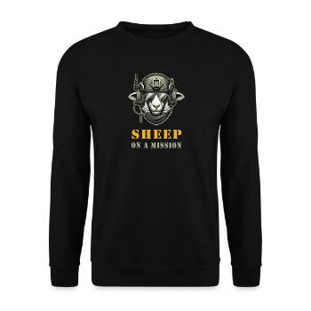 Schaf in Mission - Unisex Pullover - Schwarz - Vorne - Alina (178cm) & Michal (187cm)