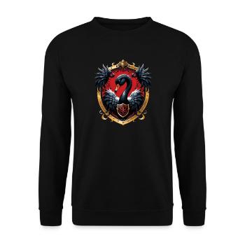 Der Schwarze Schwan: Symbol für Eleganz und Macht - Unisex Pullover - Schwarz - Vorne - Alina (178cm) & Michal (187cm)