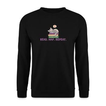 La lecture et les chats. Une vie parfaite - Sweat-shirt Unisexe - noir - Devant - Alina (178cm) & Michal (187cm)