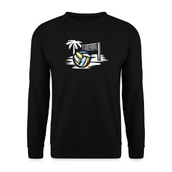 Volleyball am Strand - Beachvolleyball Symbol - Unisex Pullover - Schwarz - Vorne - Alina (178cm) & Michal (187cm)