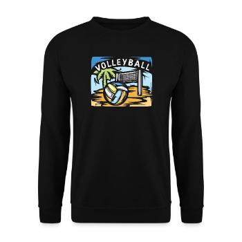 Volleyball illustration with beach volleyball palm tree - Unisex Sweatshirt - black - Front - Alina (178cm) & Michal (187cm)