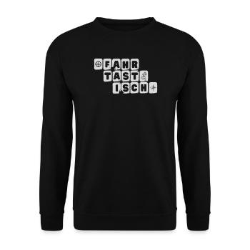 fahrtastisch - fantastisch, Wortspiel, Radsport - Unisex Pullover - Schwarz - Vorne - Alina (178cm) & Michal (187cm)
