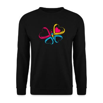 papillon coeur - Sweat-shirt Unisexe - noir - Devant - Alina (178cm) & Michal (187cm)