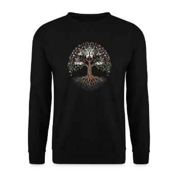 Title: The Tree of Life | Symbol of growth - Unisex Sweatshirt - black - Front - Alina (178cm) & Michal (187cm)