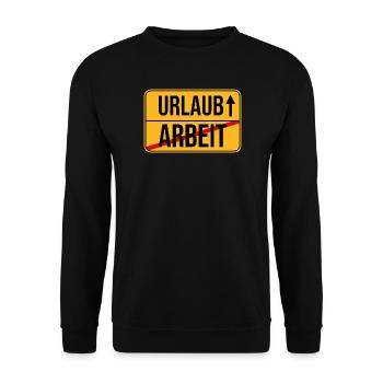 Urlaub Arbeit Wegweiser Design - Unisex Pullover - Schwarz - Vorne - Alina (178cm) & Michal (187cm)