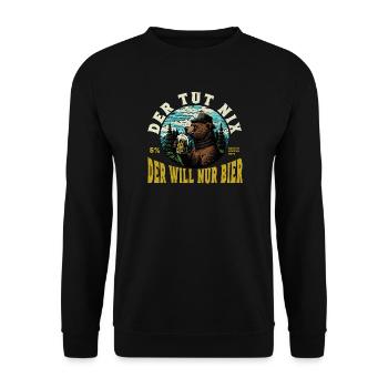 Der tut nix der will nur Bier Bär - Unisex Pullover - Schwarz - Vorne - Alina (178cm) & Michal (187cm)