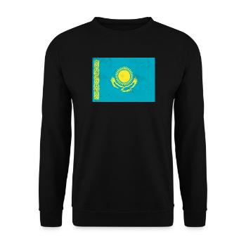 Flagge von Kasachstan - Unisex Pullover - Schwarz - Vorne - Alina (178cm) & Michal (187cm)