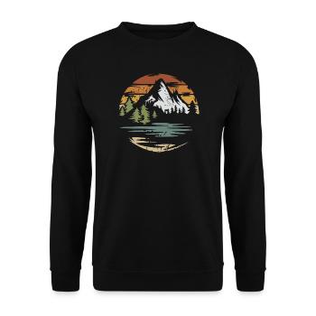 Paysage de montagne vintage – Nature & Adventure Design - Sweat-shirt Unisexe - noir - Devant - Alina (178cm) & Michal (187cm)