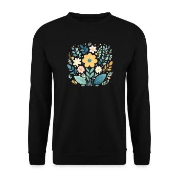 Sanfte pastellfarbene Blumenblüte - Boho Botanical - Unisex Pullover - Schwarz - Vorne - Alina (178cm) & Michal (187cm)