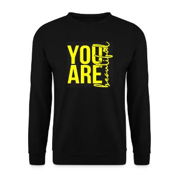 You Are Beautiful - Yellow - Unisex Pullover - Schwarz - Vorne - Alina (178cm) & Michal (187cm)