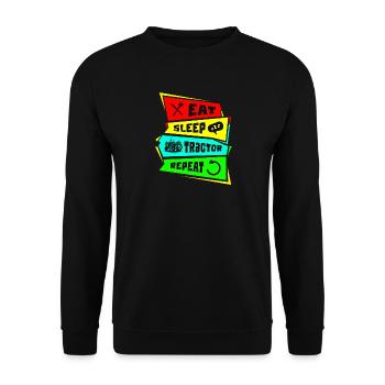Essen Schlafen Traktor Wiederholen - Unisex Pullover - Schwarz - Vorne - Alina (178cm) & Michal (187cm)