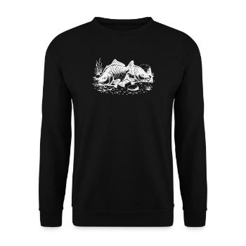 zwei Karpfen beim Fressen - Unisex Pullover - Schwarz - Vorne - Alina (178cm) & Michal (187cm)