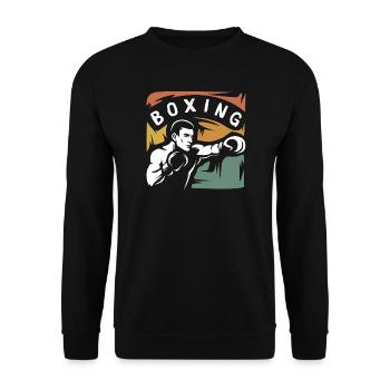 Vintage Boxing Fighter – Retro Box-Design - Unisex Pullover - Schwarz - Vorne - Alina (178cm) & Michal (187cm)