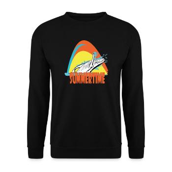 Buckelwal - Unisex Pullover - Schwarz - Vorne - Alina (178cm) & Michal (187cm)