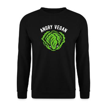Salat - Angry vegan - Vegane Ernährung - Unisex Pullover - Schwarz - Vorne - Alina (178cm) & Michal (187cm)