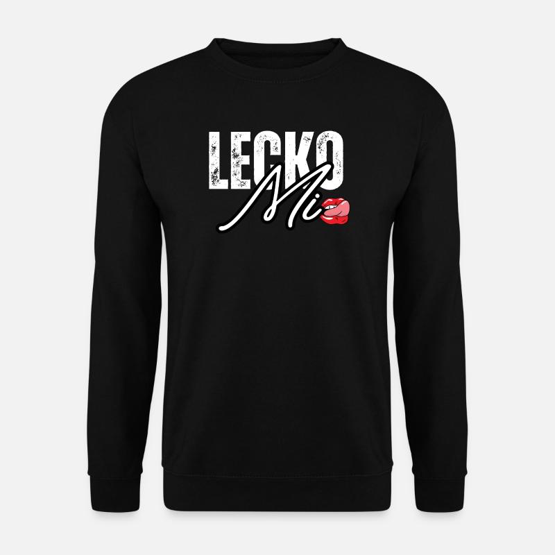 Lederoptik mit Lippenakzent - Unisex Pullover - Schwarz