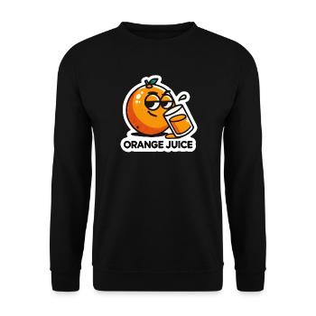 "Orange Juice" Fun Cartoon Citrus Drink - Unisex Sweatshirt - black - Front - Alina (178cm) & Michal (187cm)