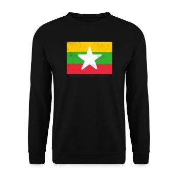 Flag of Myanmar - Unisex Sweatshirt - black - Front - Alina (178cm) & Michal (187cm)