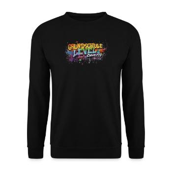 Grundschule Level Complete Graffiti Abschlussshirt - Unisex Pullover - Schwarz - Vorne - Alina (178cm) & Michal (187cm)