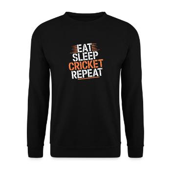 Essen Schlaf Cricket Wiederholung Cricket Cricket - Unisex Pullover - Schwarz - Vorne - Alina (178cm) & Michal (187cm)