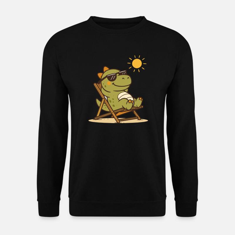 Chillender Dino mit Sonnenbrille - Unisex Pullover - Schwarz