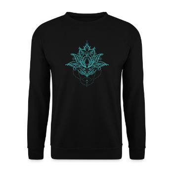 Om Lotusblume - Spirituelles Yoga Design - Unisex Pullover - Schwarz - Vorne - Alina (178cm) & Michal (187cm)