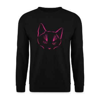 Katze im Fokus - Unisex Pullover - Schwarz - Vorne - Alina (178cm) & Michal (187cm)
