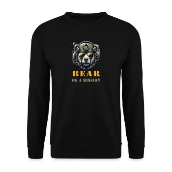 Bear in Mission / Military Design - Unisex Sweatshirt - black - Front - Alina (178cm) & Michal (187cm)
