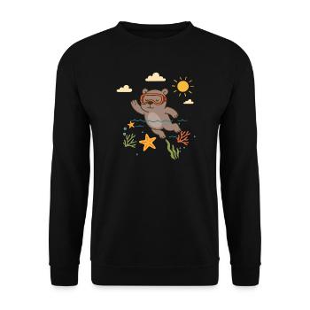 Snorkeling bear diving in the sea - Unisex Sweatshirt - black - Front - Alina (178cm) & Michal (187cm)
