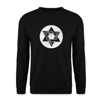 Star of David decorated in white circle - Unisex Sweatshirt - black - Front - Alina (178cm) & Michal (187cm)