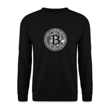 Crypto - Pièce de monnaie Bitcoin dessinée à la main - Sweat-shirt Unisexe - noir - Devant - Alina (178cm) & Michal (187cm)