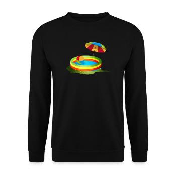Buntes Planschbecken mit Sonnenschirm und Ball - Unisex Pullover - Schwarz - Vorne - Alina (178cm) & Michal (187cm)