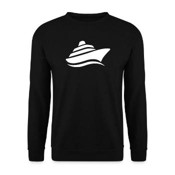 Minimalistische Kreuzfahrt Schiffsreise Silhouette - Unisex Pullover - Schwarz - Vorne - Alina (178cm) & Michal (187cm)