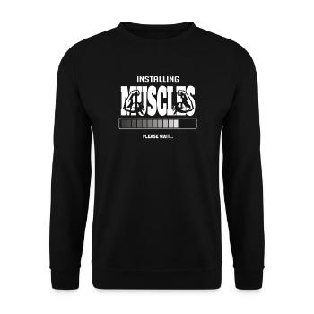 Installing Muscles – Funny Gym Workout - Unisex Sweatshirt - black - Front - Alina (178cm) & Michal (187cm)